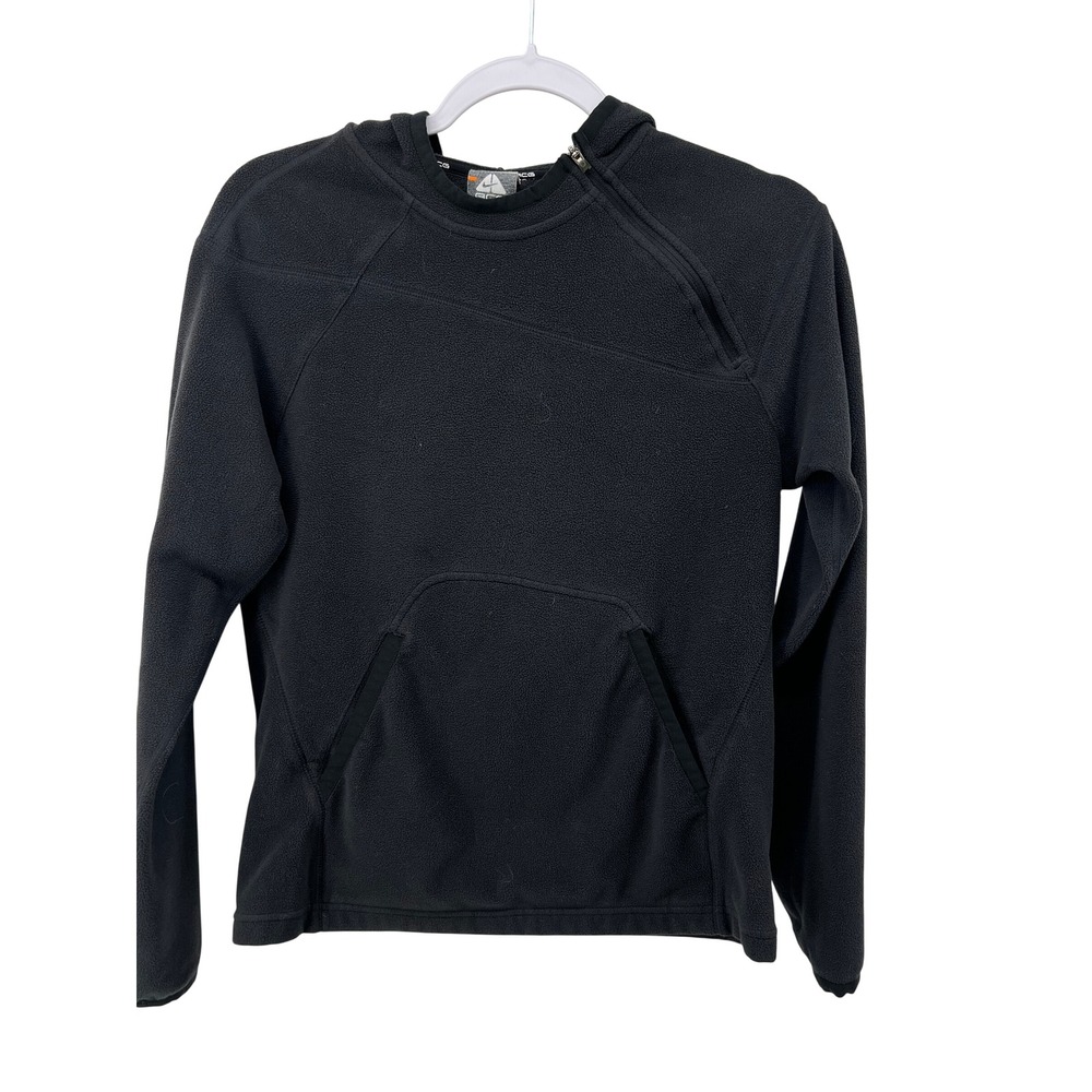 Nike ACG Black Fleece Hoodie Asymmetrical Zip Techwear Small S (4-6) polartec